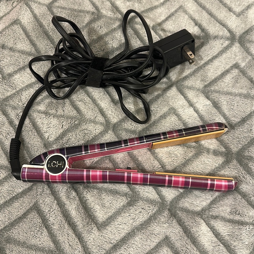 CHI Pink Plaid Ceramic Flat Iron Hair Straightener